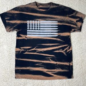 American Flag Patriotic Bullets Bleached T-Shirt Black Graphic Tee